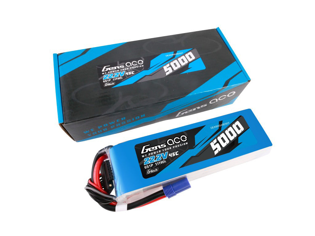 Gens Ace Li-Po G-Tech 6S 22.2V 5000mAh 45C with EC5 GT6S5000-45E5