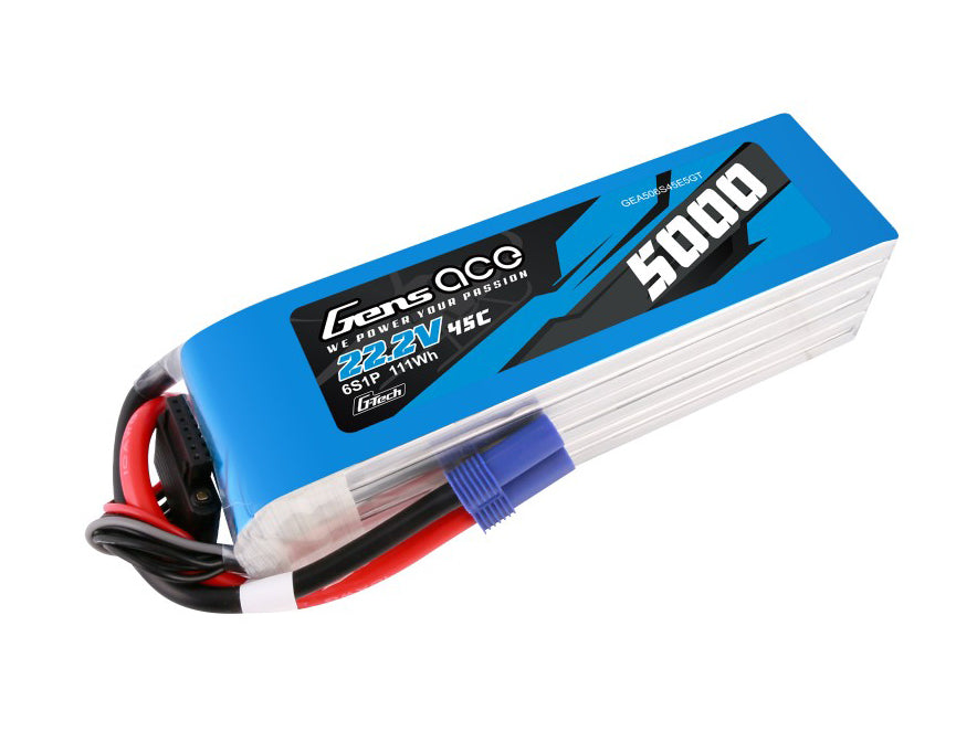 Gens Ace Li-Po G-Tech 6S 22.2V 5000mAh 45C with EC5 GT6S5000-45E5