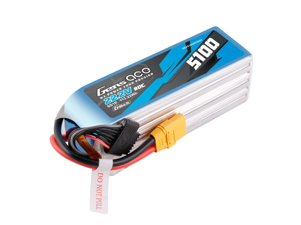 Gens Ace Li-Po G-Tech 6S 22.2V 5100mAh 80C with XT90 GT6S5100-80X9