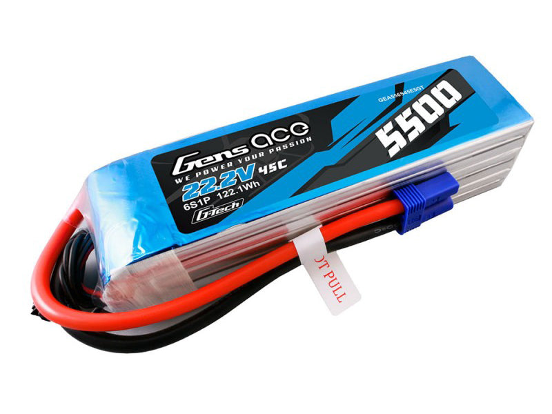 Gens Ace Li-Po G-Tech 6S 22.2V 5500mAh 45C with EC5 GT6S5500-45E5