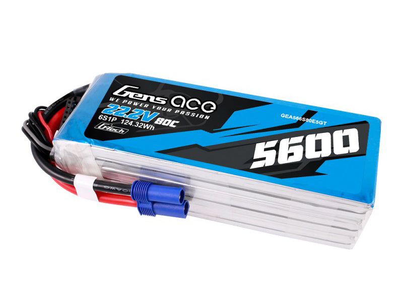 Gens Ace Li-Po G-Tech 6S 22.2V 5600mAh 80C with EC5 GT6S5600-80E5