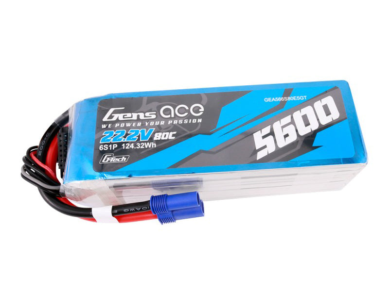 Gens Ace Li-Po G-Tech 6S 22.2V 5600mAh 80C with EC5 GT6S5600-80E5