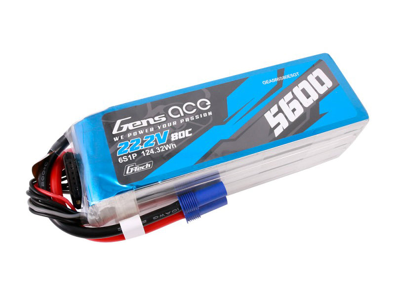 Gens Ace Li-Po G-Tech 6S 22.2V 5600mAh 80C with EC5 GT6S5600-80E5