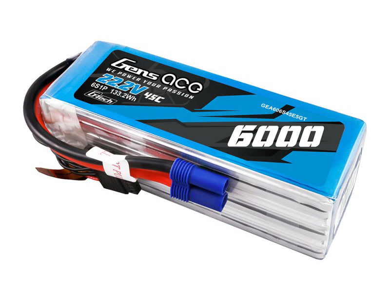 Gens Ace Li-Po G-Tech 6S 22.2V 6000mAh 45C with EC5 GT6S6000-45E5