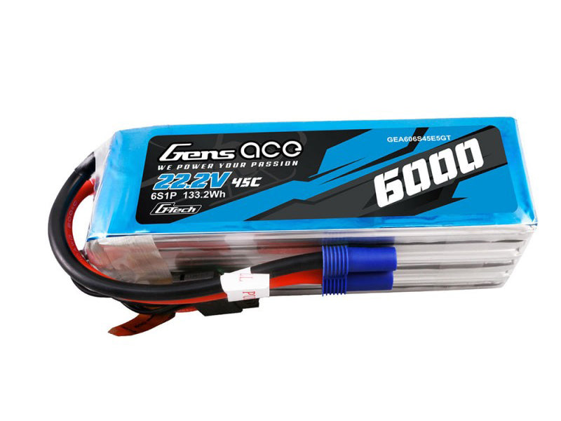 Gens Ace Li-Po G-Tech 6S 22.2V 6000mAh 45C with EC5 GT6S6000-45E5