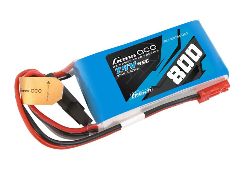 Gens Ace Li-Po G-Tech 2S 7.4V 800mAh 45C with BEC GTC2S0800-45B