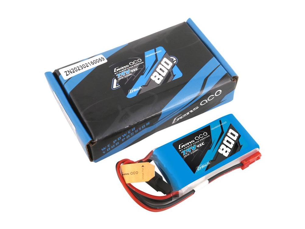 Gens Ace Li-Po G-Tech 2S 7.4V 800mAh 45C with BEC GTC2S0800-45B