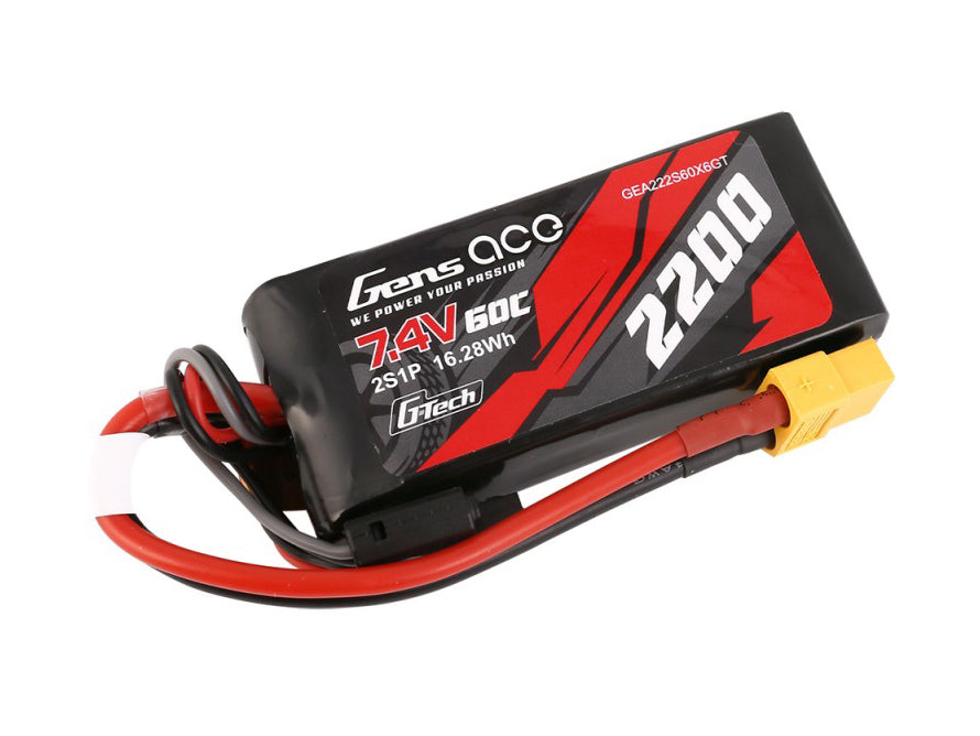 Gens Ace Li-Po Car G-Tech 2S 7.4V 2200mah 60C with XT61 GTC2S2200-60X6