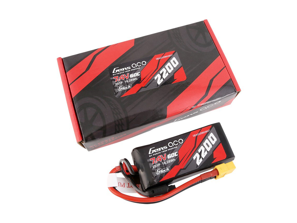 Gens Ace Li-Po Car G-Tech 2S 7.4V 2200mah 60C with XT61 GTC2S2200-60X6