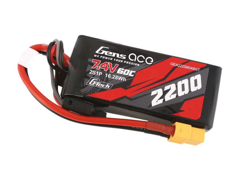 Gens Ace Li-Po Car G-Tech 2S 7.4V 2200mah 60C with XT61 GTC2S2200-60X6