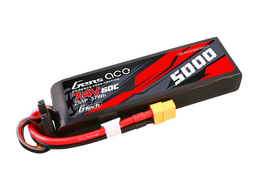 Gens Ace Li-Po G-Tech Car 2S 7.4V 5000mah 60C with XT60 GTC2S5000-60X6