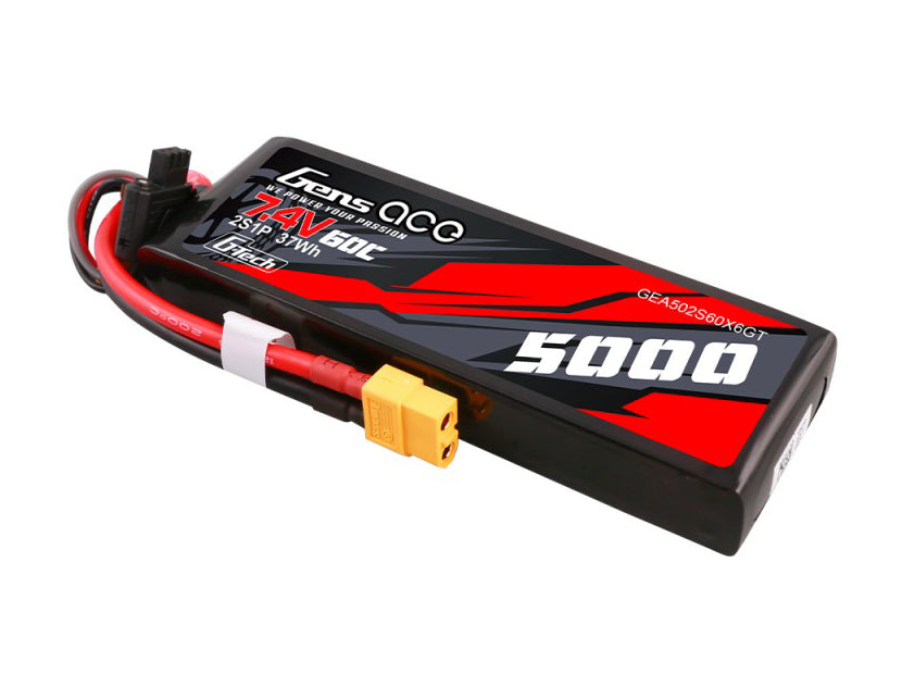 Gens Ace Li-Po G-Tech Car 2S 7.4V 5000mah 60C with XT60 GTC2S5000-60X6