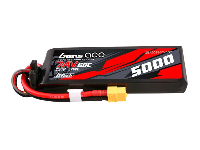 Gens Ace Li-Po G-Tech Car 2S 7.4V 5000mah 60C with XT60 GTC2S5000-60X6