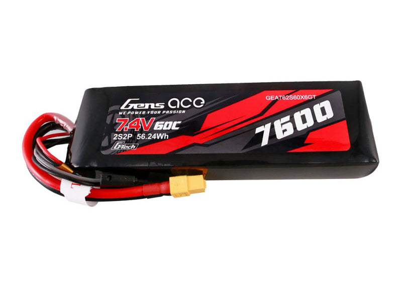 Gens Ace Li-Po G-Tech Car 2S 7.4V 7600mah 60C with XT60 GTC2S7600-60X6