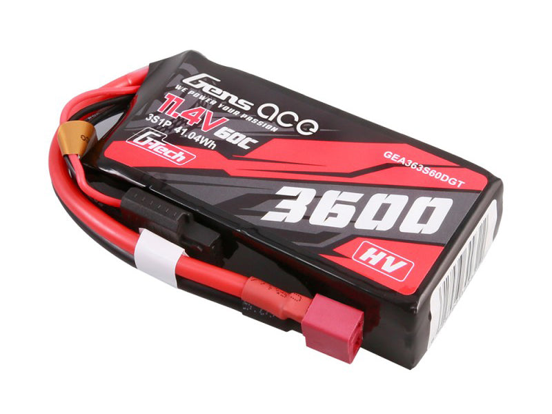 Gens Ace Li-Po Car G-Tech HV 3S 11.4V 3600mAh 60C with T-Type GTC3S3600-60T