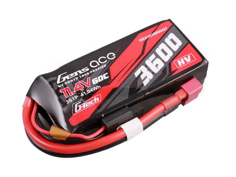 Gens Ace Li-Po Car G-Tech HV 3S 11.4V 3600mAh 60C with T-Type GTC3S3600-60T