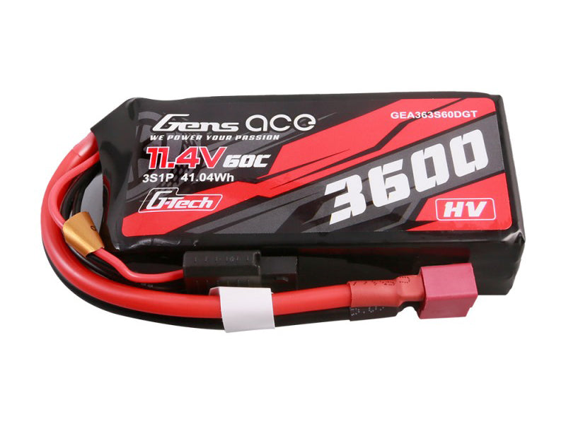 Gens Ace Li-Po Car G-Tech HV 3S 11.4V 3600mAh 60C with T-Type GTC3S3600-60T