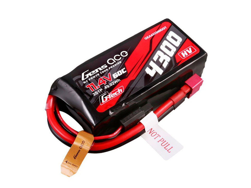 Gens Ace Li-Po Car G-Tech 3S 11.4V 4300mAh 60C with T-Type GTC3S4300-60T