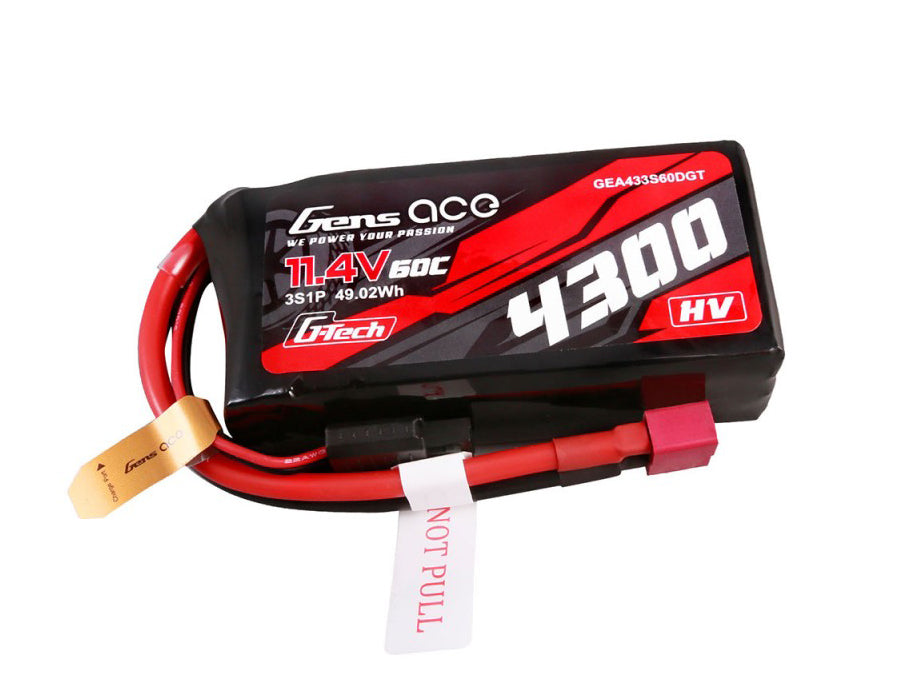 Gens Ace Li-Po Car G-Tech 3S 11.4V 4300mAh 60C with T-Type GTC3S4300-60T