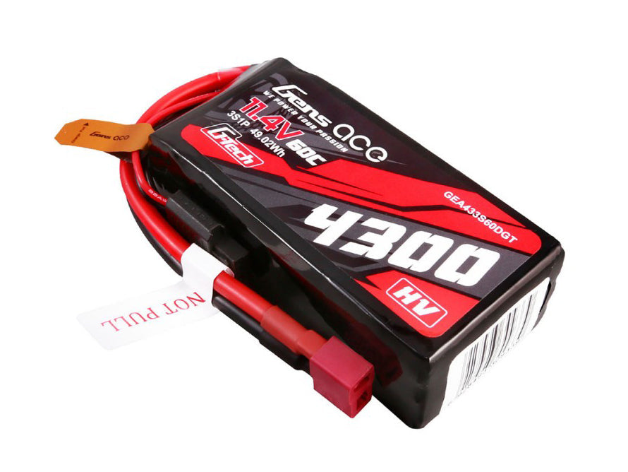 Gens Ace Li-Po Car G-Tech 3S 11.4V 4300mAh 60C with T-Type GTC3S4300-60T