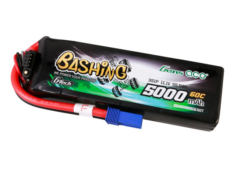 Gens Ace Li-Po Car G-Tech 3S 11.1V 5000mAh 60C Bashing with EC5 GTC3S5000-60E5