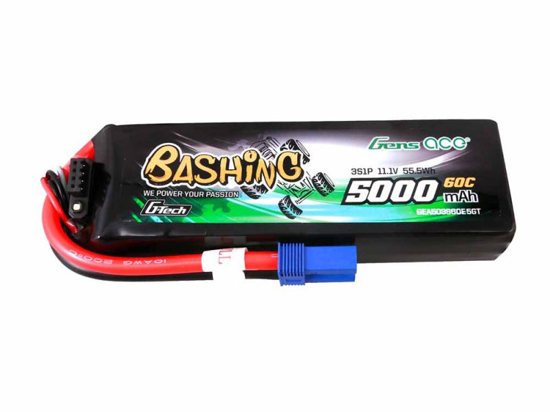 Gens Ace Li-Po Car G-Tech 3S 11.1V 5000mAh 60C Bashing with EC5 GTC3S5000-60E5