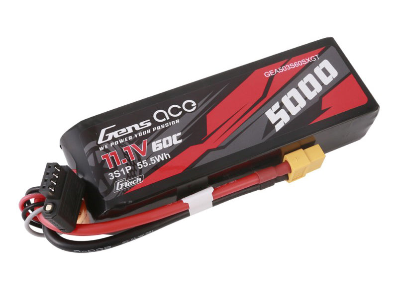 Gens Ace Li-Po G-Tech Car 3S 11.1V 5000mAh 60C with XT60 GTC3S5000-60X6