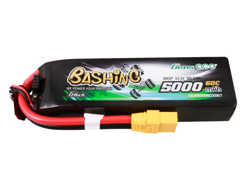 Gens Ace Li-Po Car G-Tech 3S 11.1V 5000mAh 60C Bashing with XT90 GTC3S5000-60X9