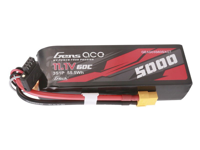 Gens Ace Li-Po Car G-Tech 3S 11.1V 5000mAh 60C with XT60 Short GTC3S5000S-60X6