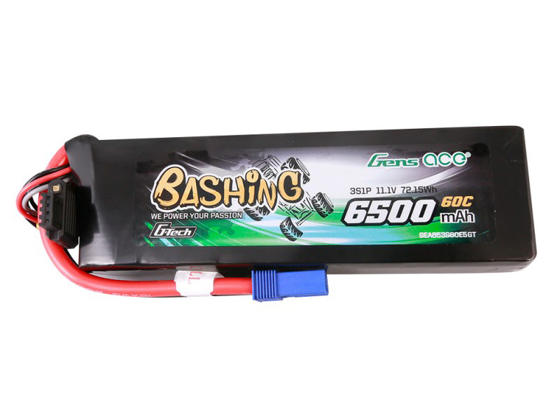 Gens Ace Li-Po Car G-Tech 3S 11.1V 6500mAh 60C Bashing with EC5 GTC3S6500-60E5