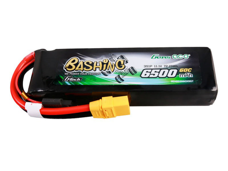 Gens Ace Li-Po Car G-Tech 3S 11.1V 6500mAh 60C Bashing with XT90 GTC3S6500-60X9