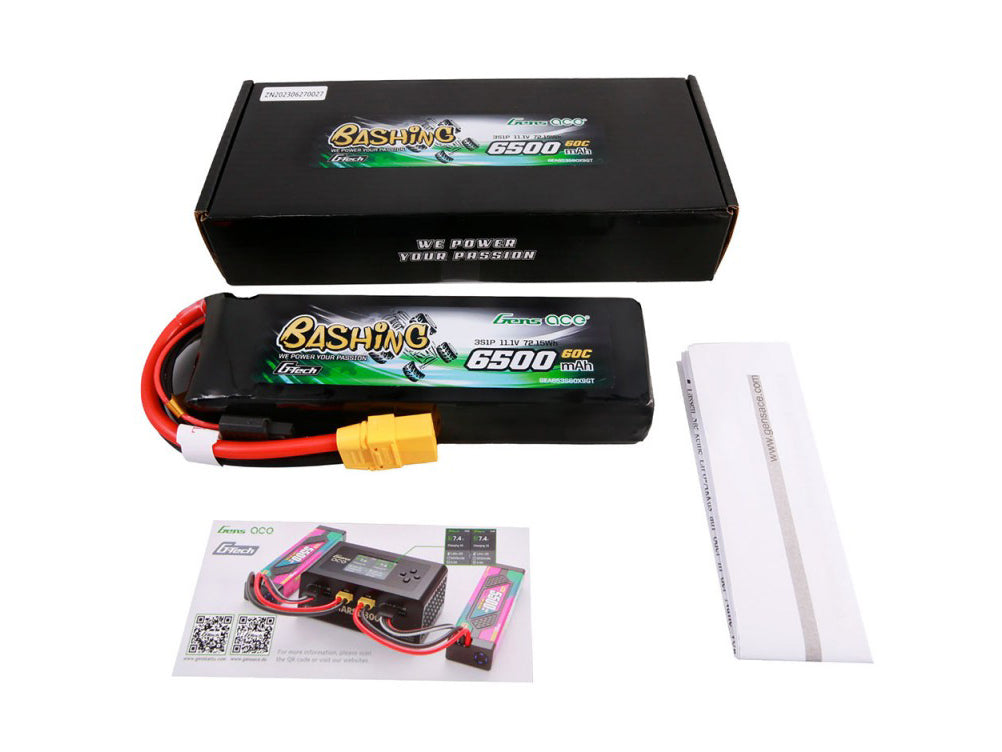 Gens Ace Li-Po Car G-Tech 3S 11.1V 6500mAh 60C Bashing with XT90 GTC3S6500-60X9