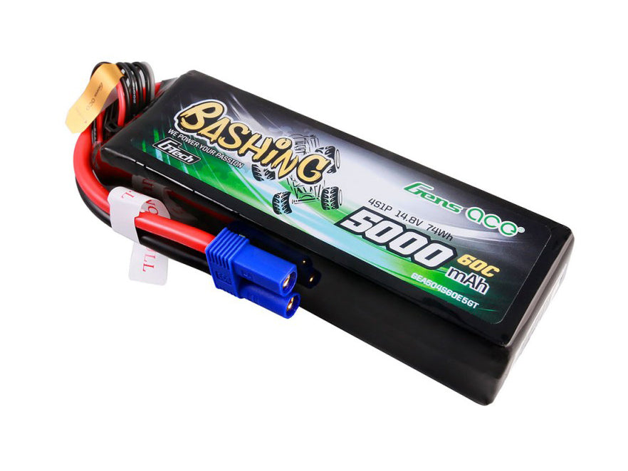 Gens Ace Li-Po Car G-Tech 4S 14.8V 5000mAh 60C Bashing with EC5 GTC4S5000-60E5