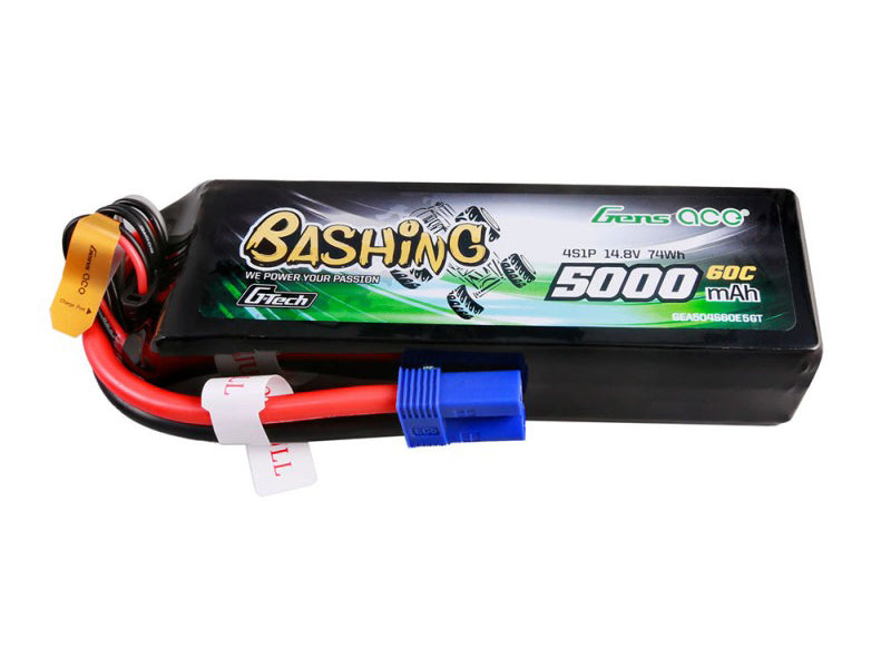 Gens Ace Li-Po Car G-Tech 4S 14.8V 5000mAh 60C Bashing with EC5 GTC4S5000-60E5