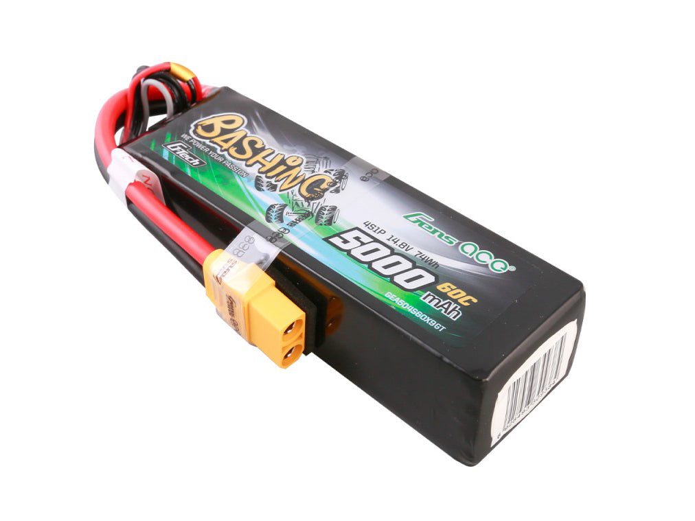 Gens Ace Li-Po Car G-Tech 4S 14.8V 5000mAh 60C Bashing with XT90 GTC4S5000-60X9