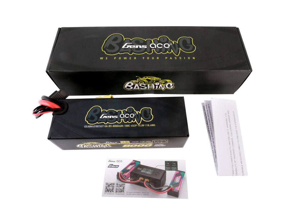 Gens Ace Li-Po Car G-Tech 4S2P 14.8V 8000mAh 100C Bashing with EC5 GTC4S8000-100E5