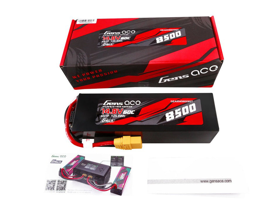 Gens Ace Li-Po Car G-Tech 4S 14.8V 8500mAh 60C with XT90 GTC4S8500-60X9