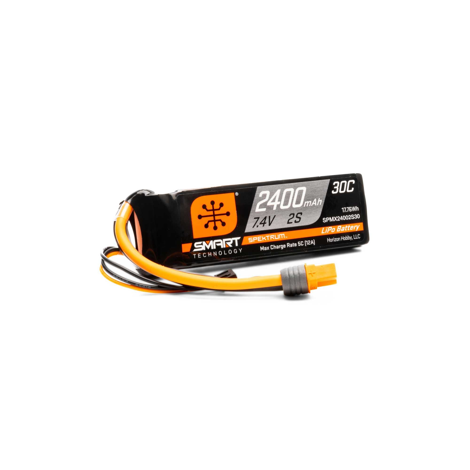 Spektrum 7.4V 2400mAh 2S Smart 30C LiPo Battery: IC3 Connector SPMX24002S30