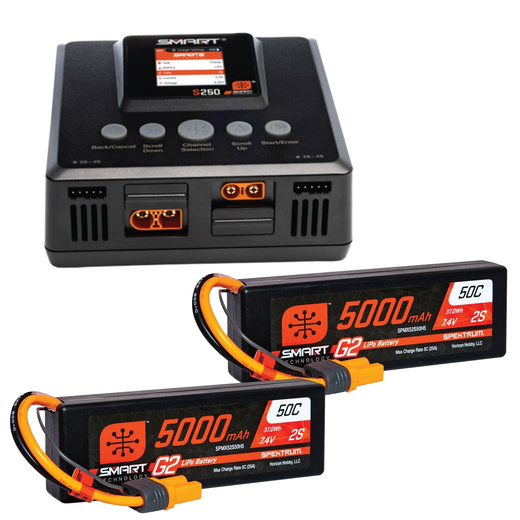 Spektrum Smart Powerstage 4S Surface Bundle: (2) G2 5000mAh 2S LiPo I SPMXPSS500I