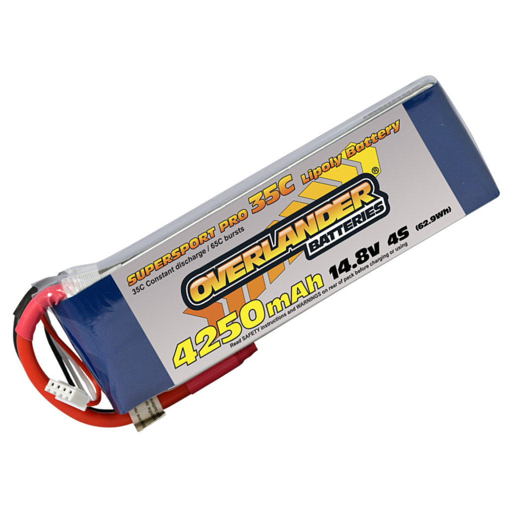 Overlander 4250mAh 14.8V 4S 35C Supersport Pro LiPo Battery - XT60 Connector 2476