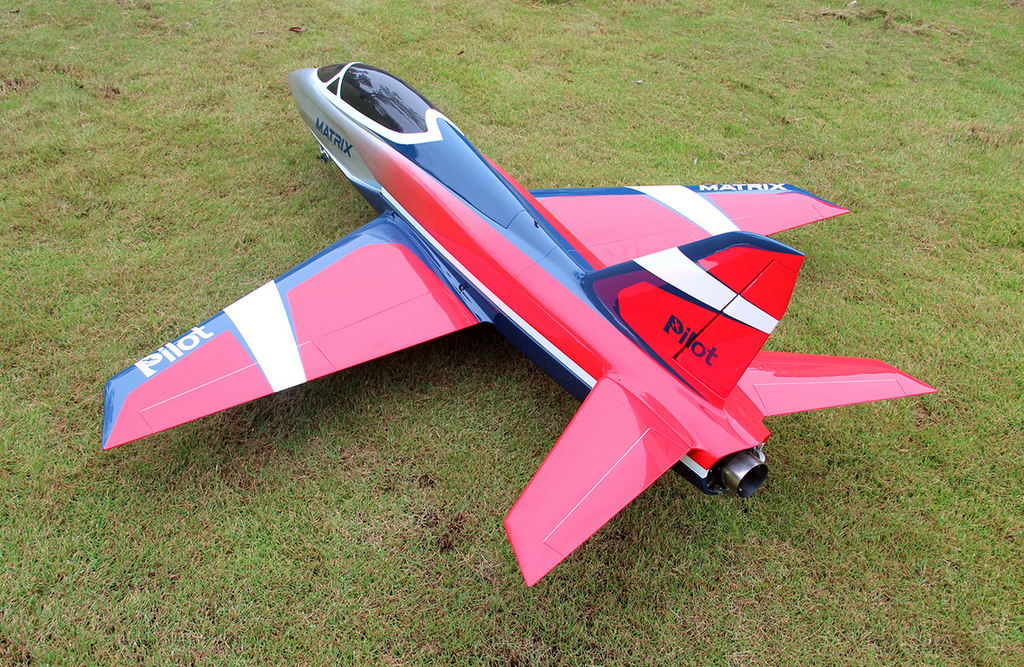 Rc Matrix Pilot-RC MATRIX JET 1.8M w/RETRACTS RED/SILVER PIL785