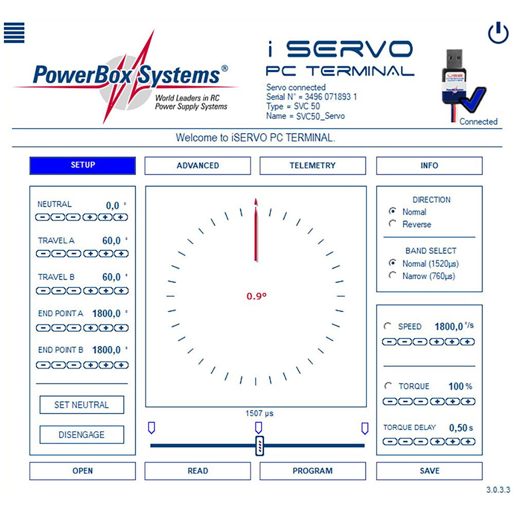 PowerBox iServo HVC.50 including a Metal Single Horn 12-26v S36000