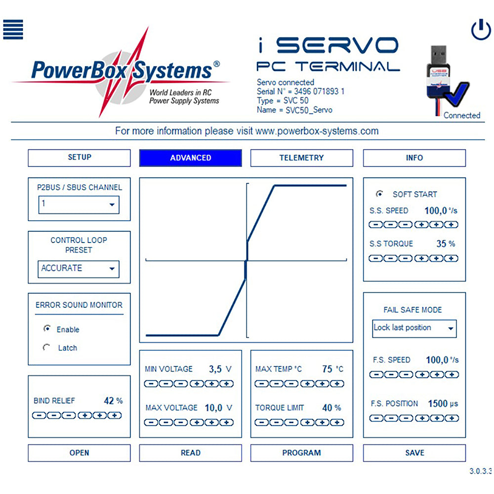 PowerBox iServo HVC.50 including a Metal Single Horn 12-26v S36000