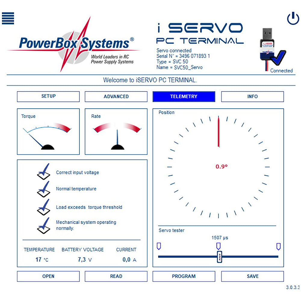PowerBox iServo HVC.50 including a Metal Single Horn 12-26v S36000