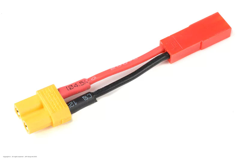 Power Adapter Lead - XT-30 Female to Red BEC Male Plug - 20AWG Silicone Wire Adapter