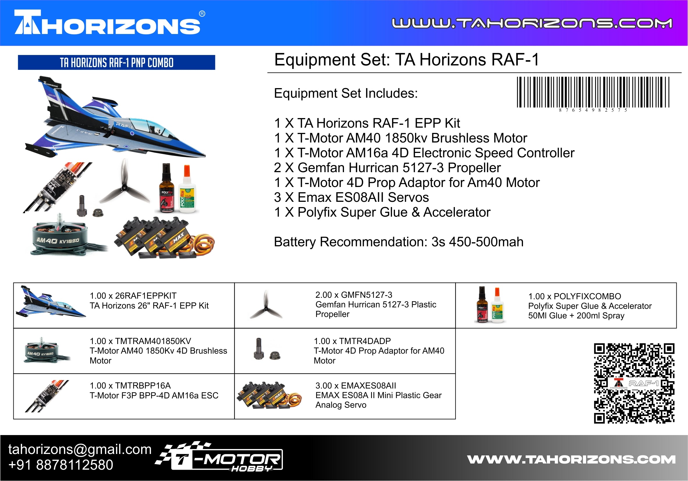 TA Horizons RAF-1 EPP 3D Jet TAHR1E3DJ