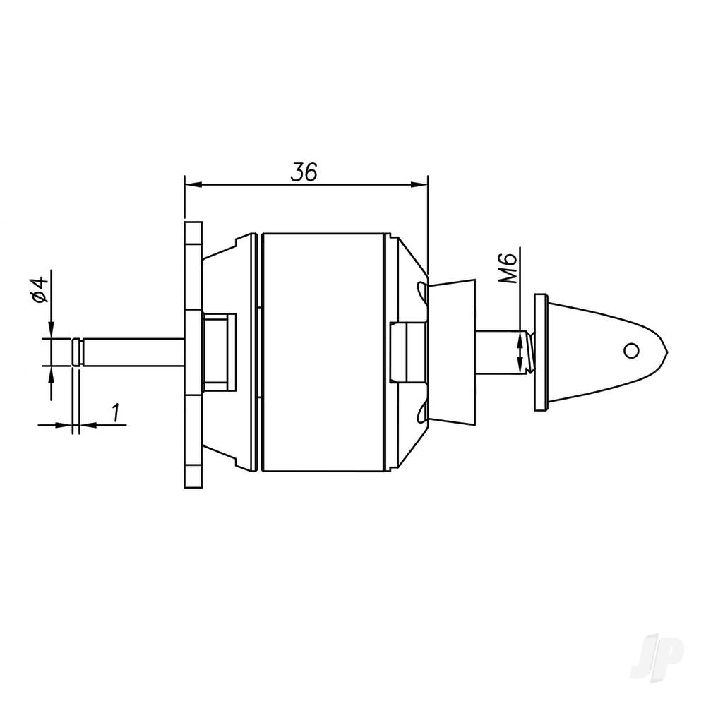 Radient Brushless Motor 3536 1500KV (2-4S) (E2K Race) RDNM35361500 dimensions 1