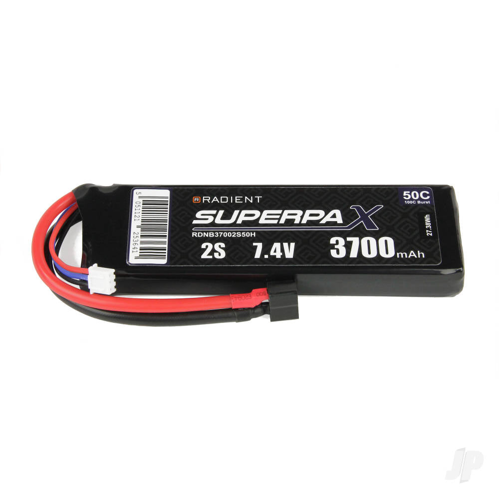 Radient LiPo 2S 3700mAh 7.4V 50C Deans (HCT) RDNB37002S50H