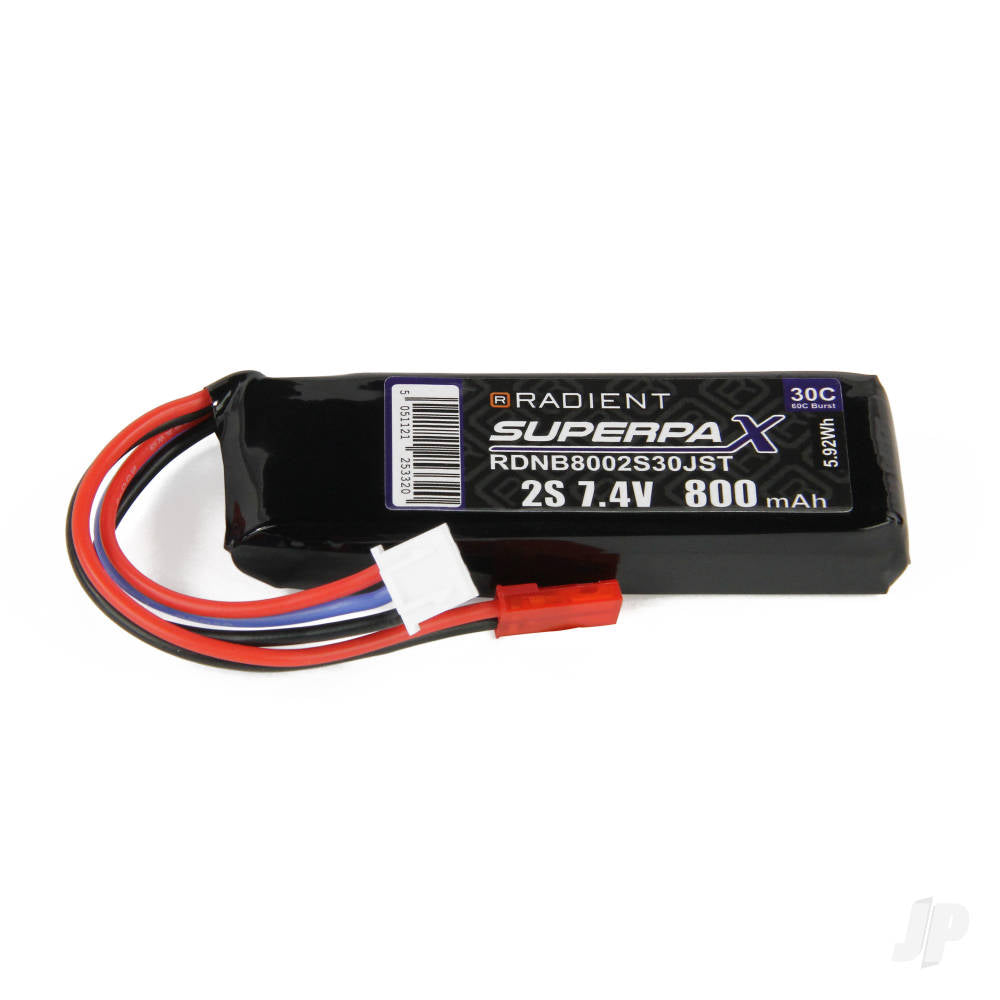 Radient LiPo 2S 800mAh 7.4V 30C JST RDNB8002S30JST