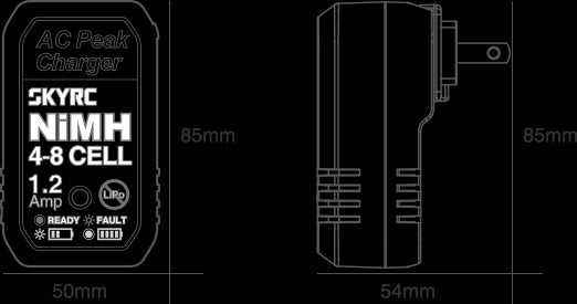 SKY RC eN18 NiMH AC Charger SK-100184 Dimensions from Nexus Modelling Supplies Models Northampton Model Web Website Site Webshop Shop Webstore Store